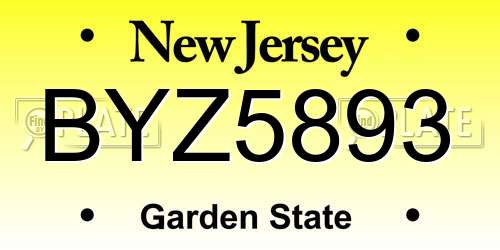 BYZ5893 New Jersey License Plate