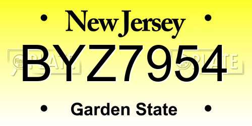 BYZ7954 New Jersey License Plate