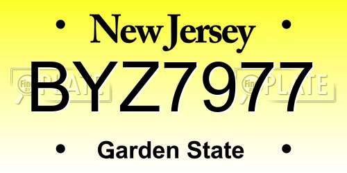 BYZ7977 New Jersey License Plate
