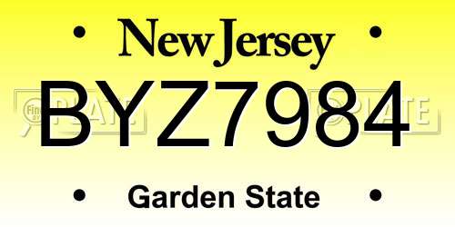 BYZ7984 New Jersey License Plate