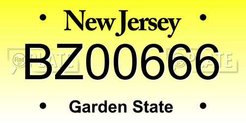 BZ00666 New Jersey License Plate