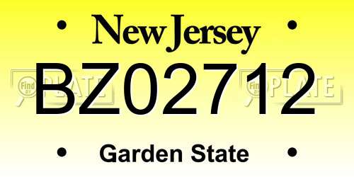 BZ02712 New Jersey License Plate