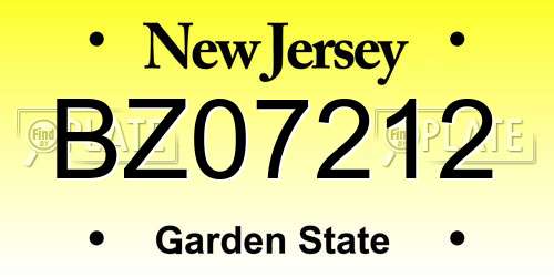 BZ07212 New Jersey License Plate