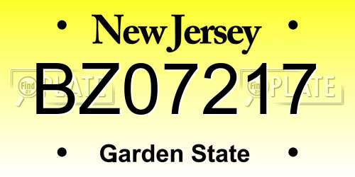 BZ07217 New Jersey License Plate