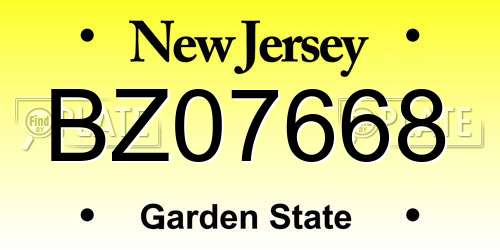 BZ07668 New Jersey License Plate