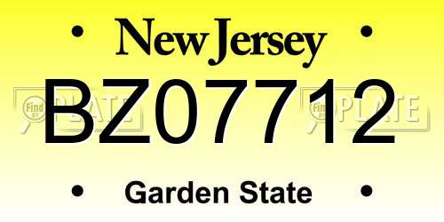 BZ07712 New Jersey License Plate