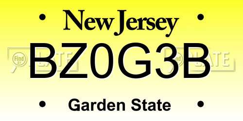 BZ0G3B New Jersey License Plate