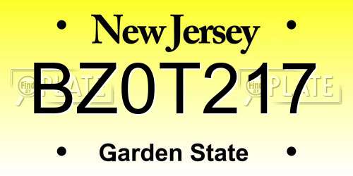 BZ0T217 New Jersey License Plate