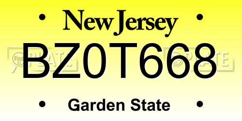 BZ0T668 New Jersey License Plate