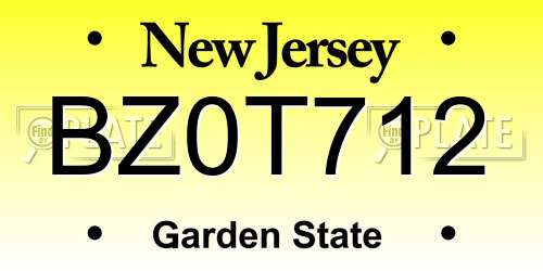 BZ0T712 New Jersey License Plate