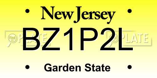 BZ1P2L New Jersey License Plate