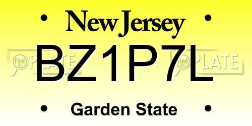 BZ1P7L New Jersey License Plate