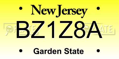 BZ1Z8A New Jersey License Plate