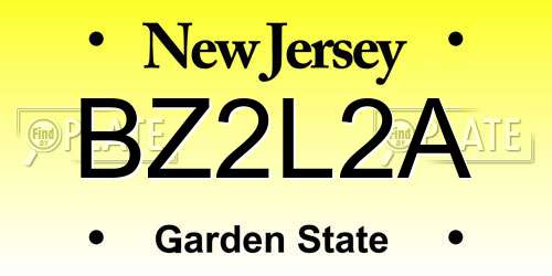 BZ2L2A New Jersey License Plate