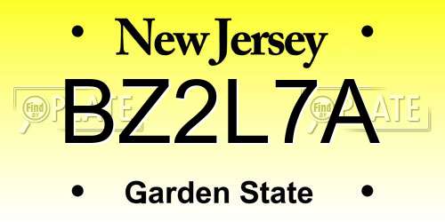 BZ2L7A New Jersey License Plate
