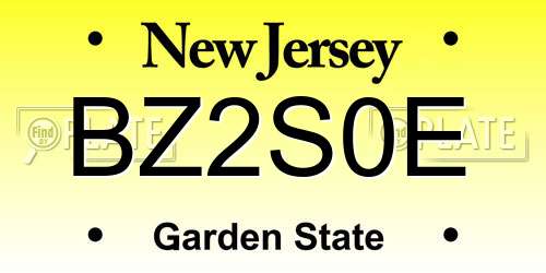BZ2S0E New Jersey License Plate