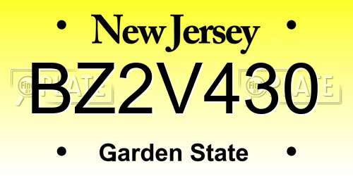 BZ2V430 New Jersey License Plate