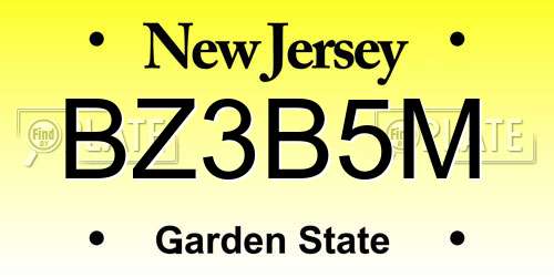 BZ3B5M New Jersey License Plate