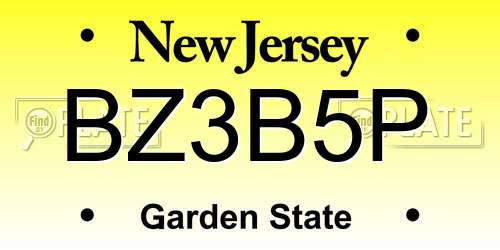 BZ3B5P New Jersey License Plate