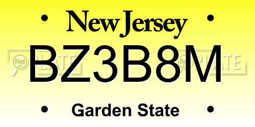 BZ3B8M New Jersey License Plate