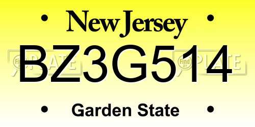 BZ3G514 New Jersey License Plate