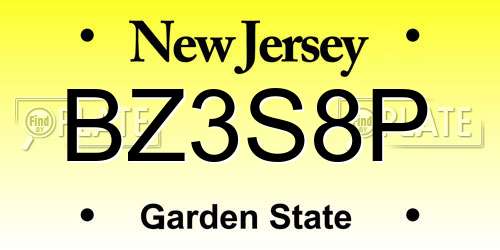 BZ3S8P New Jersey License Plate