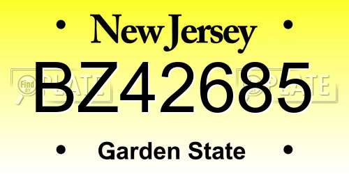 BZ42685 New Jersey License Plate