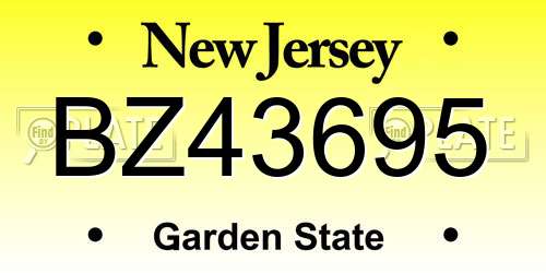 BZ43695 New Jersey License Plate