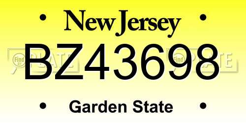 BZ43698 New Jersey License Plate