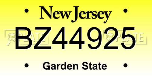 BZ44925 New Jersey License Plate