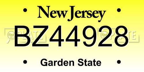 BZ44928 New Jersey License Plate