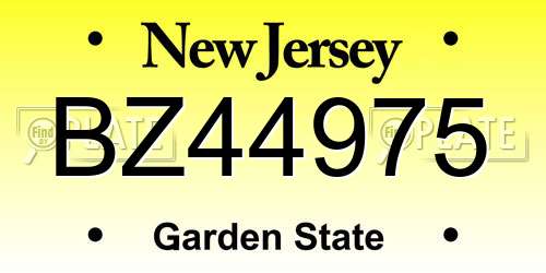 BZ44975 New Jersey License Plate