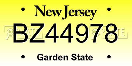 BZ44978 New Jersey License Plate