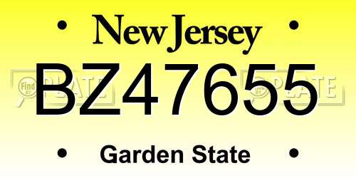 BZ47655 New Jersey License Plate