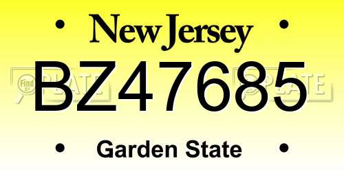 BZ47685 New Jersey License Plate
