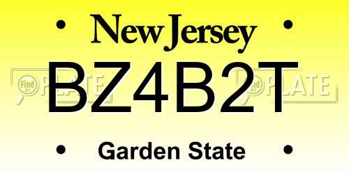 BZ4B2T New Jersey License Plate