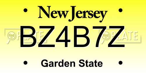 BZ4B7Z New Jersey License Plate