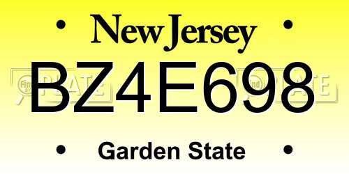 BZ4E698 New Jersey License Plate