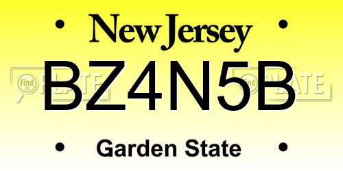 BZ4N5B New Jersey License Plate