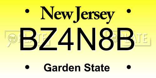 BZ4N8B New Jersey License Plate