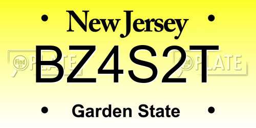BZ4S2T New Jersey License Plate