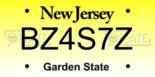 BZ4S7Z New Jersey License Plate