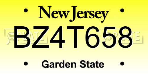 BZ4T658 New Jersey License Plate