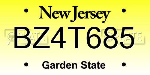 BZ4T685 New Jersey License Plate