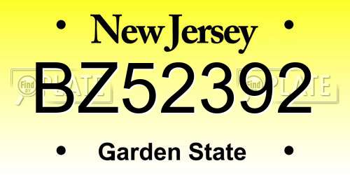 BZ52392 New Jersey License Plate