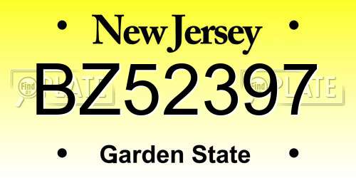 BZ52397 New Jersey License Plate