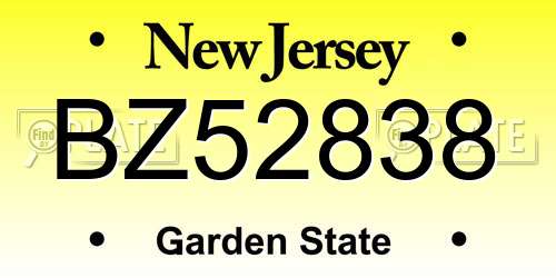 BZ52838 New Jersey License Plate
