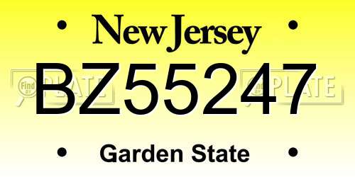 BZ55247 New Jersey License Plate