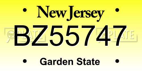 BZ55747 New Jersey License Plate