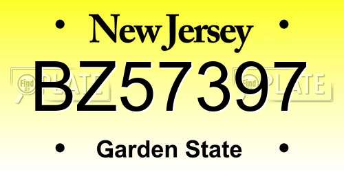 BZ57397 New Jersey License Plate